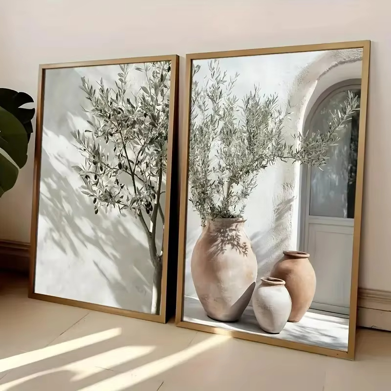 Home Decor Vase - 1PC ไร้กรอบ รีโทร เอเลแกนท์ โอลีฟทรี แคนวาส