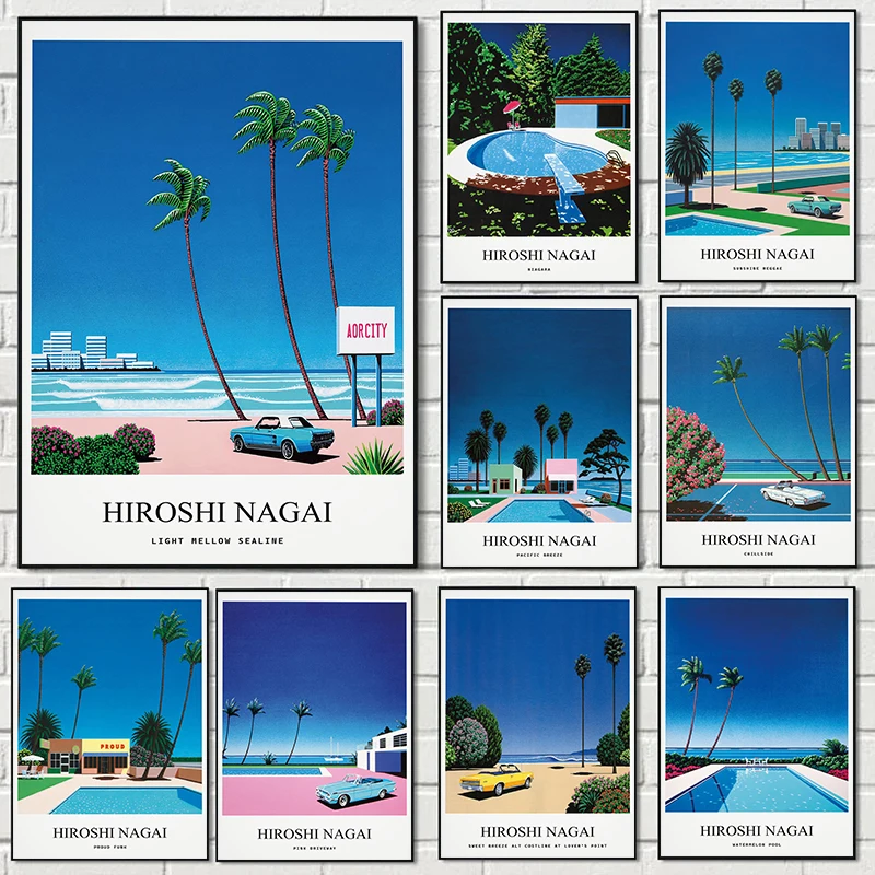 Home Decor Japanese - วินเทจ นางาอิ ฮิโรชิ วейปอร์เวฟ ญี่ปุ่น ชายหาด