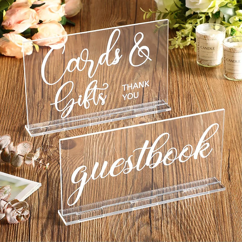 Home Decor Catalog - YOMDID 2pcs Rustic อะคริลิคจัดงานแต่งงานป้ายสมุดเยี่ยม Place ผู้ถือบัตรป้าย