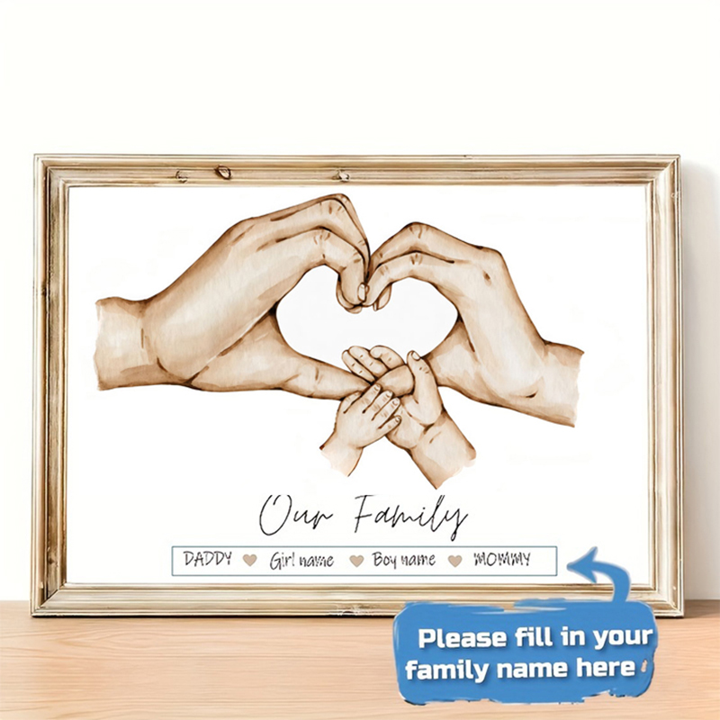 Home Decor Wall Pictures - ภาพพิมพ์บนผ้าแคนวาสลายมือครอบครัวแบบกำหนดเอง ภาพศิลปะมินิมอลสไตล์นอร์ดิกสำหรับตกแต่งบ้านในโอกาสครบรอบ