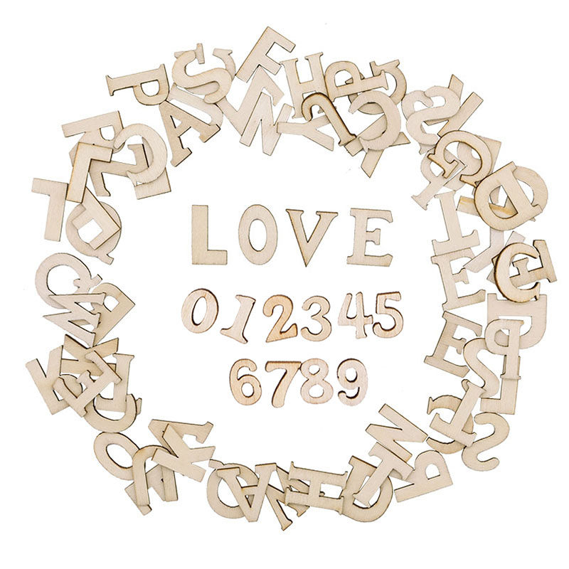 Wooden Letter Sign - 100 ชิ้นไม้ตัวอักษรภาษาอังกฤษตกแต่งตัวอักษรตัวเลขไม้มินิไม้เครื่องประดับ Scrapbooking DIY ศิลปะหัตถกรรมสําหรับตกแต่ง