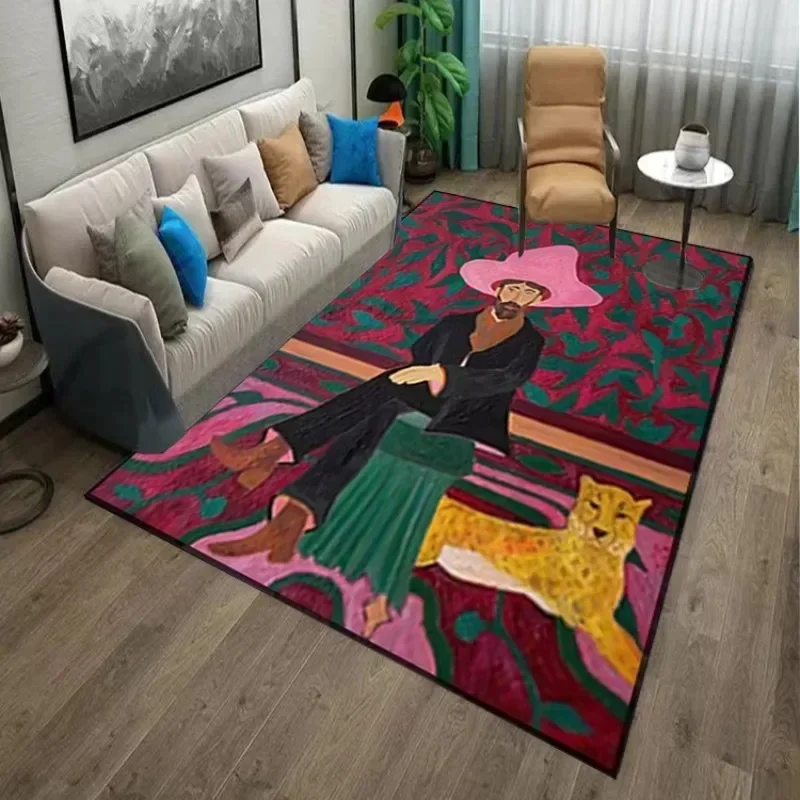 Home Decor Ig - พรมตกแต่งศิลปะสำหรับห้องนั่งเล่น พรมปูพื้นขนาดใหญ่ พรมขนฟูสไตล์วินเทจ พรมสไตล์ IG สำหรับห้องนอน