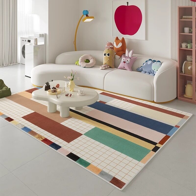 Home Decor Ig - พรมห้องนั่งเล่นลายศิลปะขั้นสูง พรมปูพื้นขนาดใหญ่ พรมปูพื้นข้างโต๊ะกาแฟ พรมขนฟู พรมวินเทจ พรมห้องนอนสไตล์