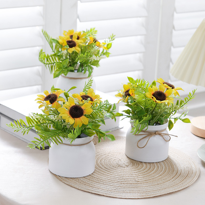 Home Decor Vase - 1PC ประดิษฐ์ดอกไม้ดอกทานตะวันกระถางต้นไม้,บ้าน,สํานักงาน,ร้านอาหาร DIY Desktop Counter Display