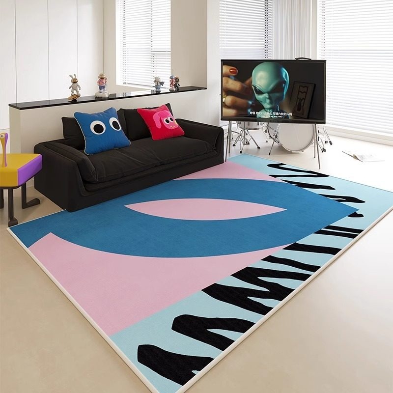 Home Decor Ig - พรมห้องนั่งเล่นลายพิมพ์สีสันสดใส พรมปูพื้นขนาดใหญ่สำหรับโต๊ะกาแฟ พรมขนนุ่มสไตล์วินเทจ พรมห้องนอนสุดหรู