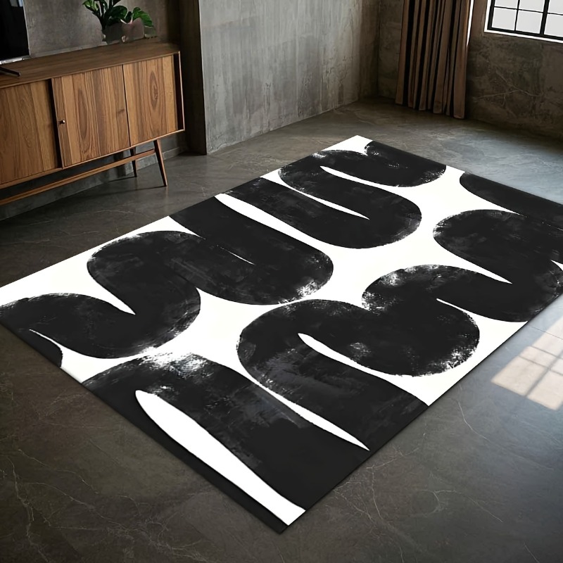 Home Decor Ig - โมเดิร์น Minimalist ห้องนั่งเล่นพรม Black Line Art
