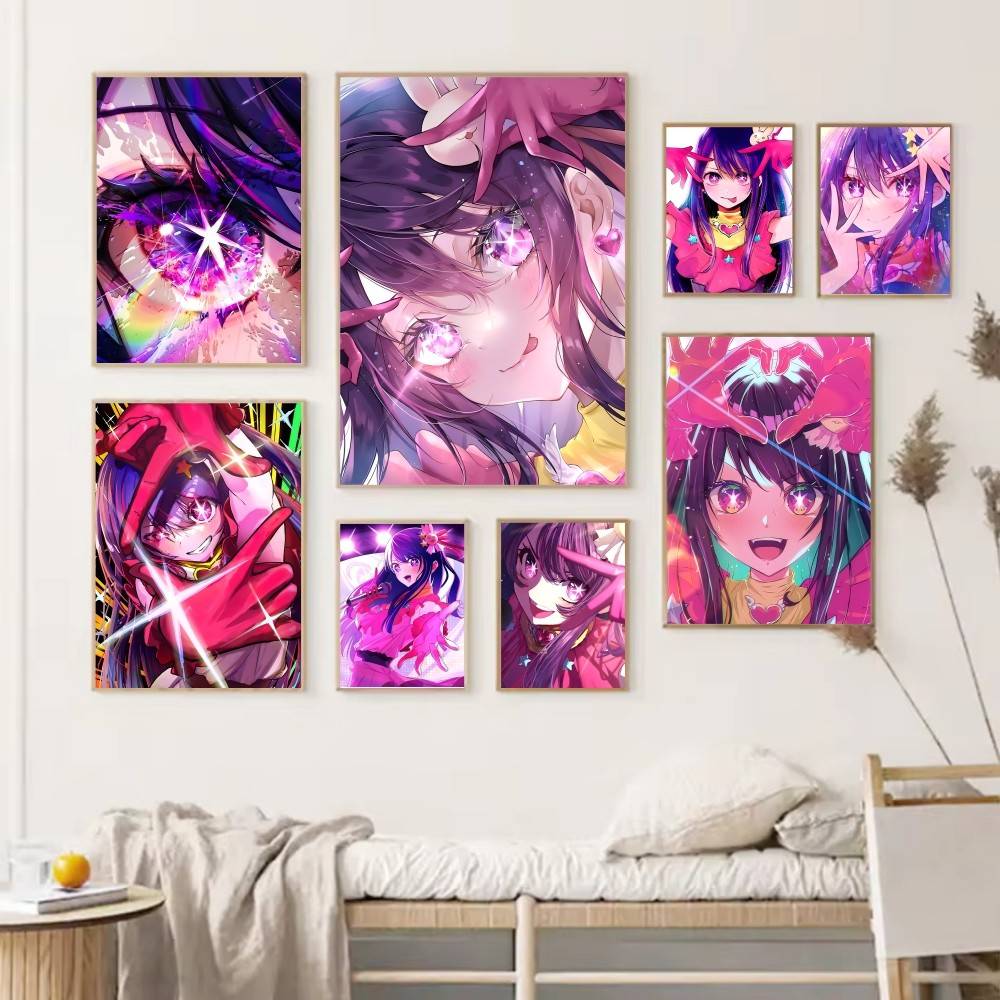 Home Decor Ai - โปสเตอร์ตัวละครอนิเมะ A-Ai H-Hoshino พิมพ์ลาย HD ตกแต่งผนังสไตล์วินเทจสำหรับห้องอ่านหนังสือที่บ้าน