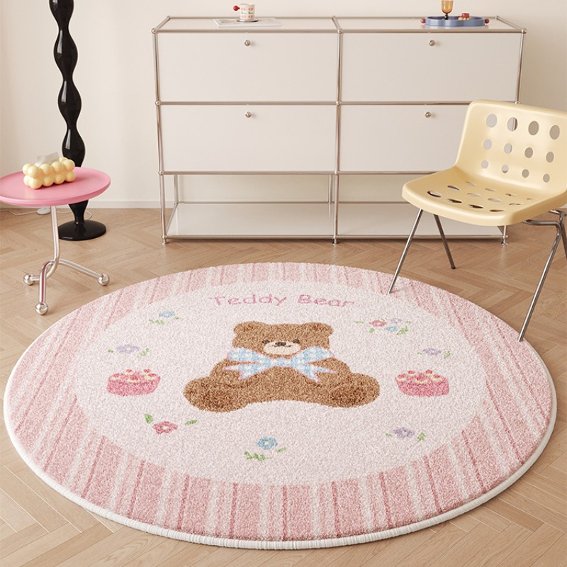 Home Decor Ig - น่ารักห้องนั่งเล่นพรมตกแต่งสีชมพูสาวห้องนอนพรมข้างเตียงการ์ตูนหมีชั้น Plush Soft เสื่อเด็ก IG