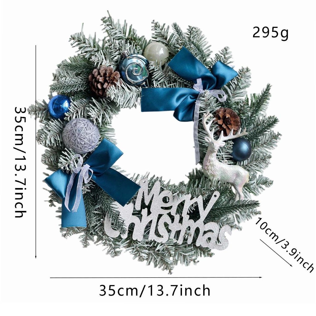 พวงหรีดคริสต์มาสสีขาวน้ำเงิน ป - Home Decor Xmas Gifts บทวิจารณ์และราคา