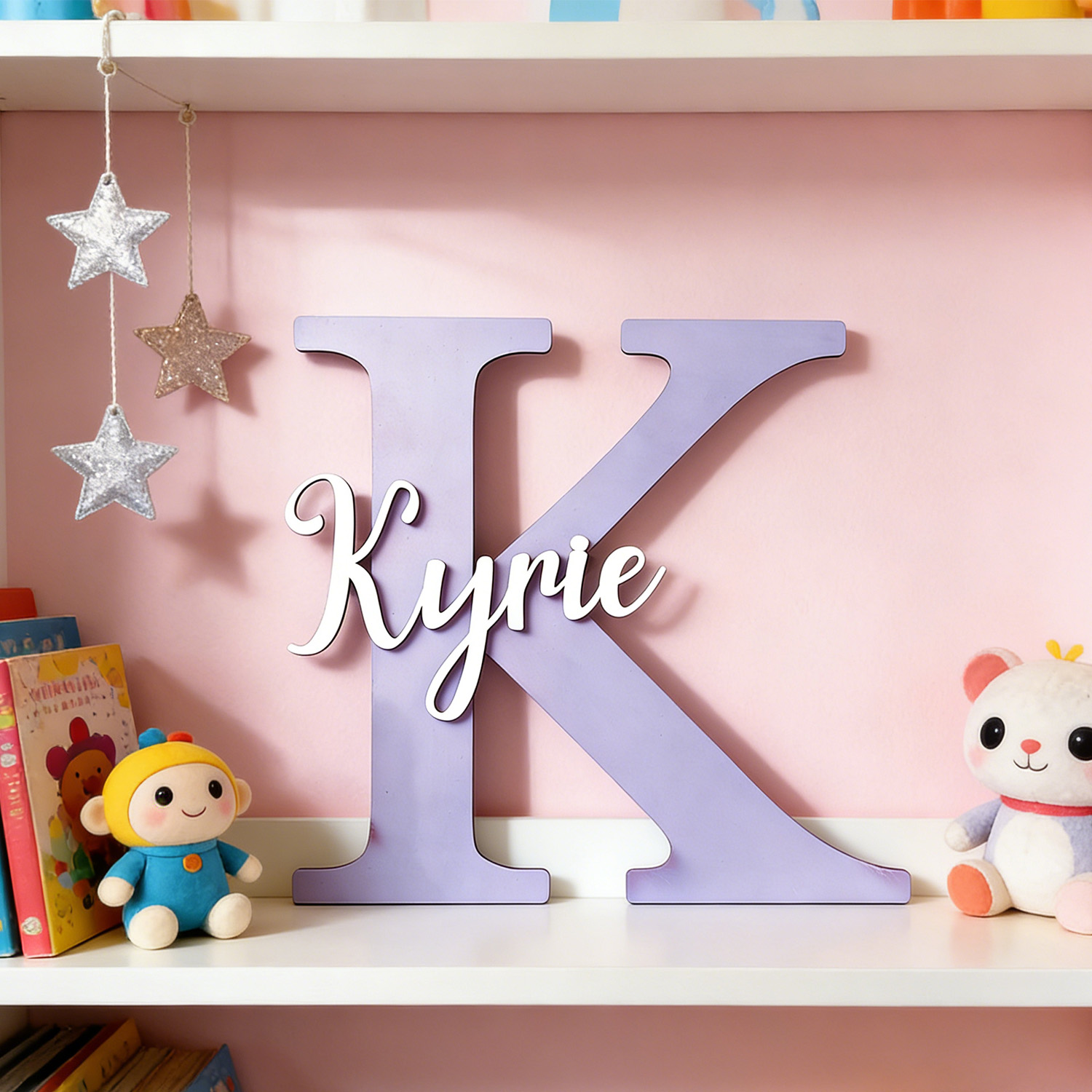 ป้ายชื่อไม้สีม่วงอ่อนสองชั้นแบ - Wooden Letter Sign บทวิจารณ์และราคา