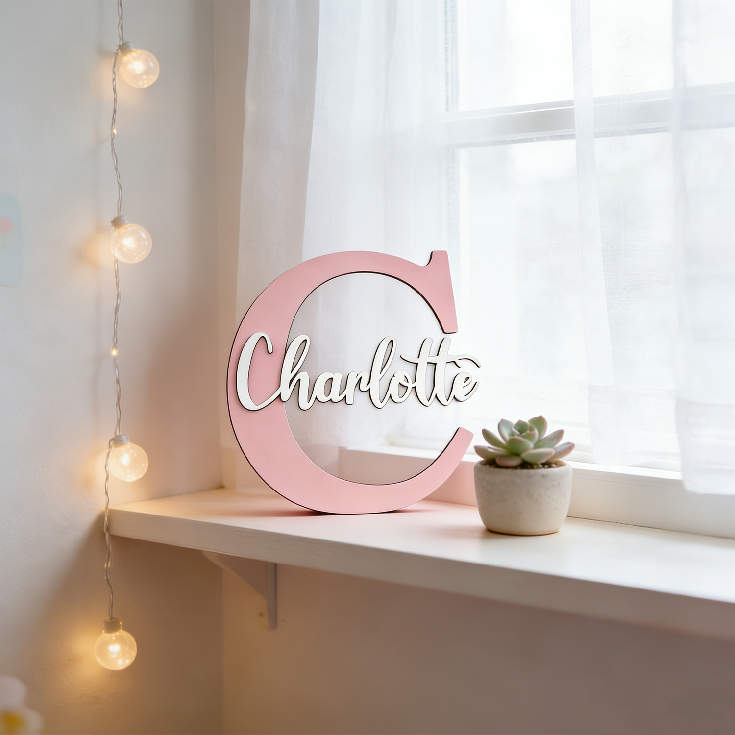 ป้ายชื่อไม้สีม่วงอ่อนสองชั้นแบ - Wooden Letter Sign บทวิจารณ์และราคา