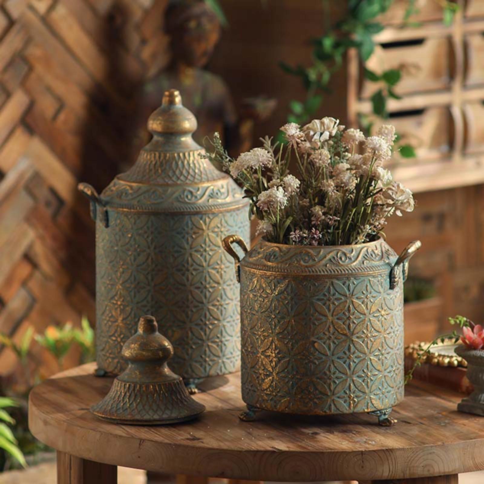 แจกันโลหะตกแต่งผิวพาทิน่า ขนาด - Home Decor Vase บทวิจารณ์และราคา