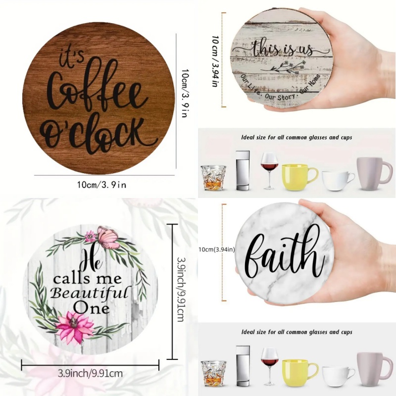 แผ่นรองแก้วไม้ลายตัวอักษรสร้าง - Wooden Letter Sign บทวิจารณ์และราคา