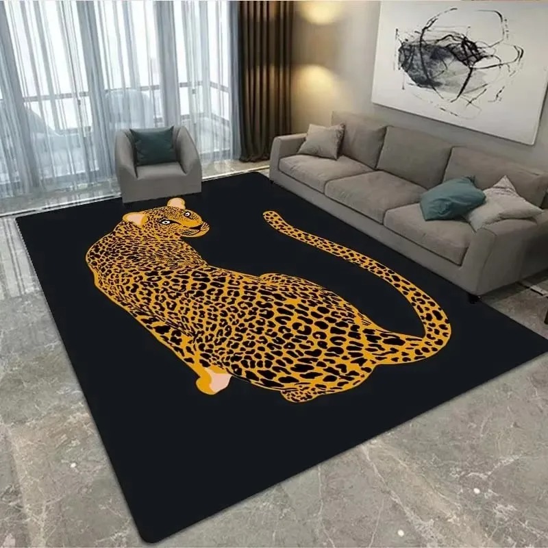 พรมห้องนั่งเล่นลายเสือดาวสีทอง - Home Decor Ig บทวิจารณ์และราคา