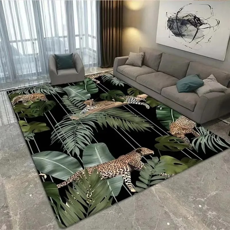 พรมห้องนั่งเล่นลายเสือดาวสีทอง - Home Decor Ig บทวิจารณ์และราคา