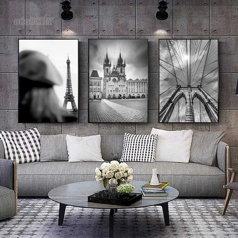 สีดําสีขาวเมืองสวย New York Lo - Home Decor London บทวิจารณ์และราคา