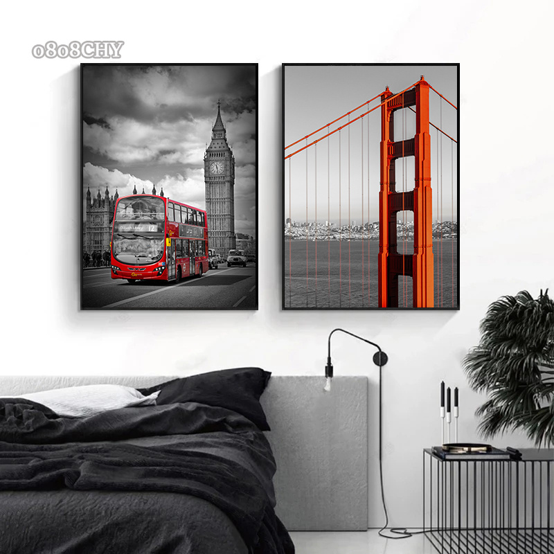สีดําสีขาวเมืองสวย New York Lo - Home Decor London บทวิจารณ์และราคา