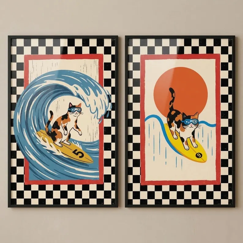 3 ชิ้น ภาพพิมพ์ลายคลื่นญี่ปุ่น - Home Decor Japanese บทวิจารณ์และราคา