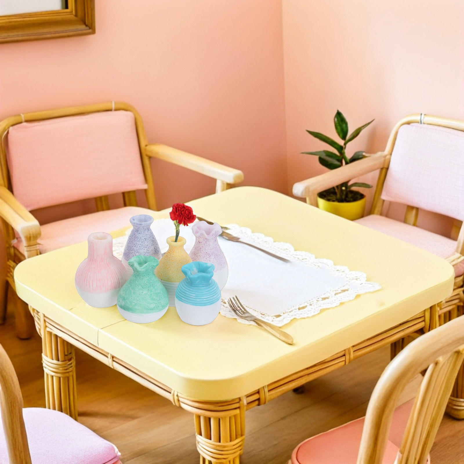 ชุดแจกันดอกไม้เรซินขนาดเล็ก 6  - Home Decor Vase บทวิจารณ์และราคา