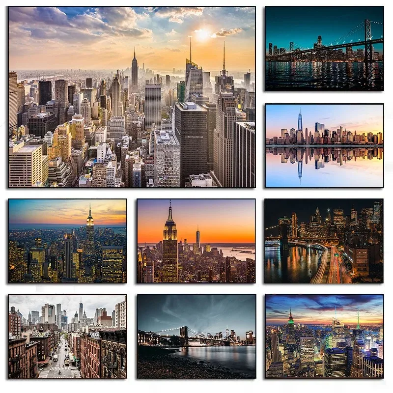 ภาพวาดบนผ้าใบลายทิวทัศน์ยามค่ำ - Home Decor New York บทวิจารณ์และราคา