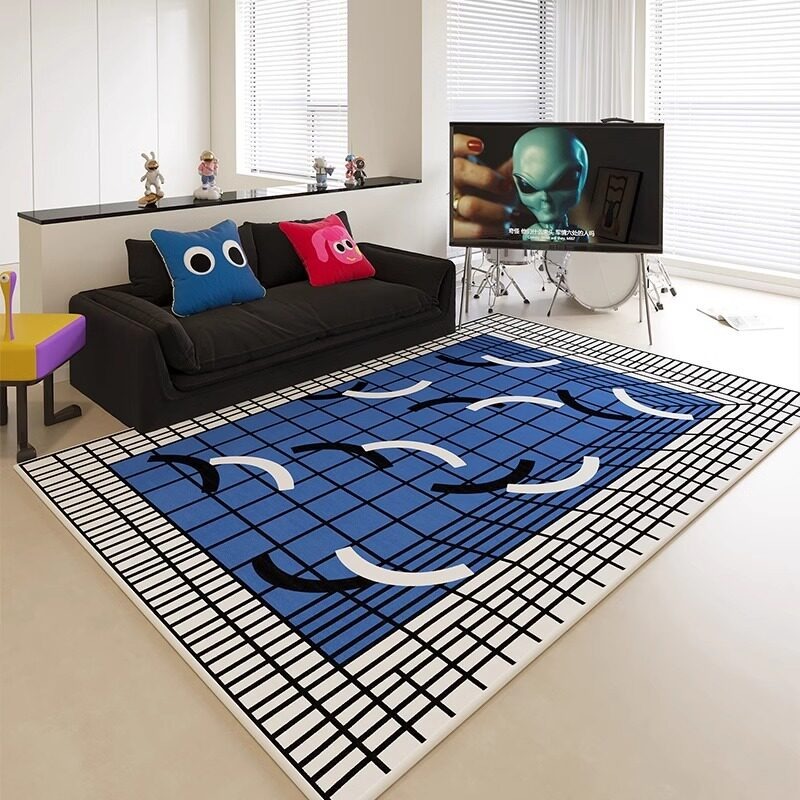 พรมห้องนั่งเล่นลายพิมพ์สีสันสด - Home Decor Ig บทวิจารณ์และราคา