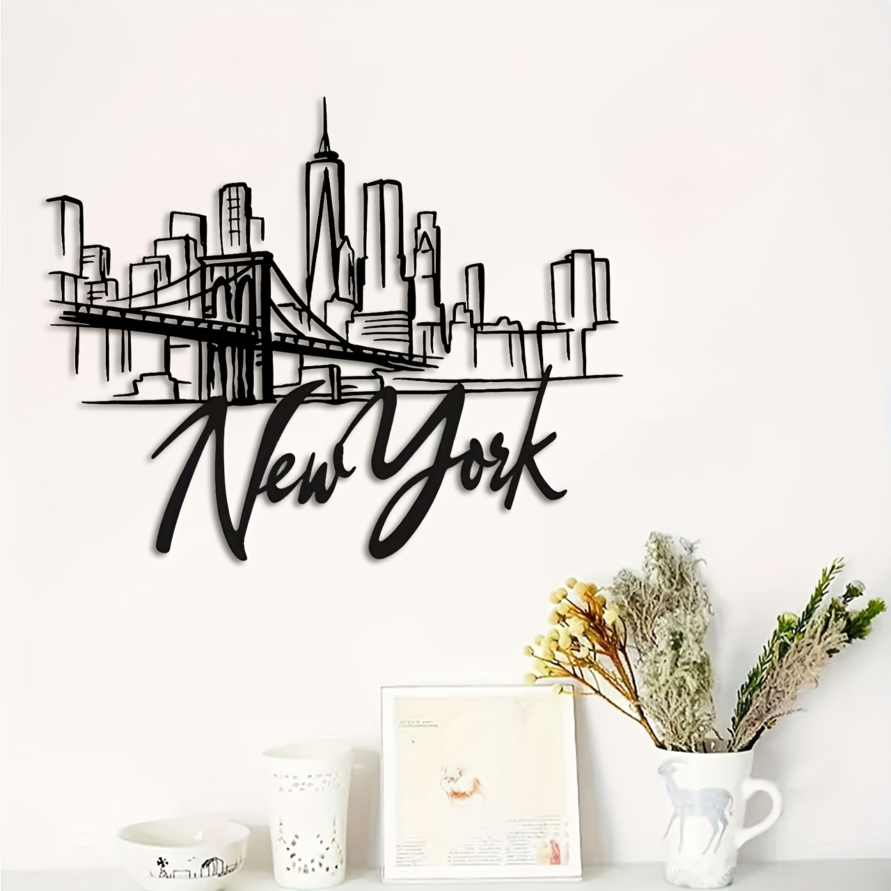 CIFBUY งานศิลปะติดผนังโลหะ ลาย - Home Decor New York บทวิจารณ์และราคา