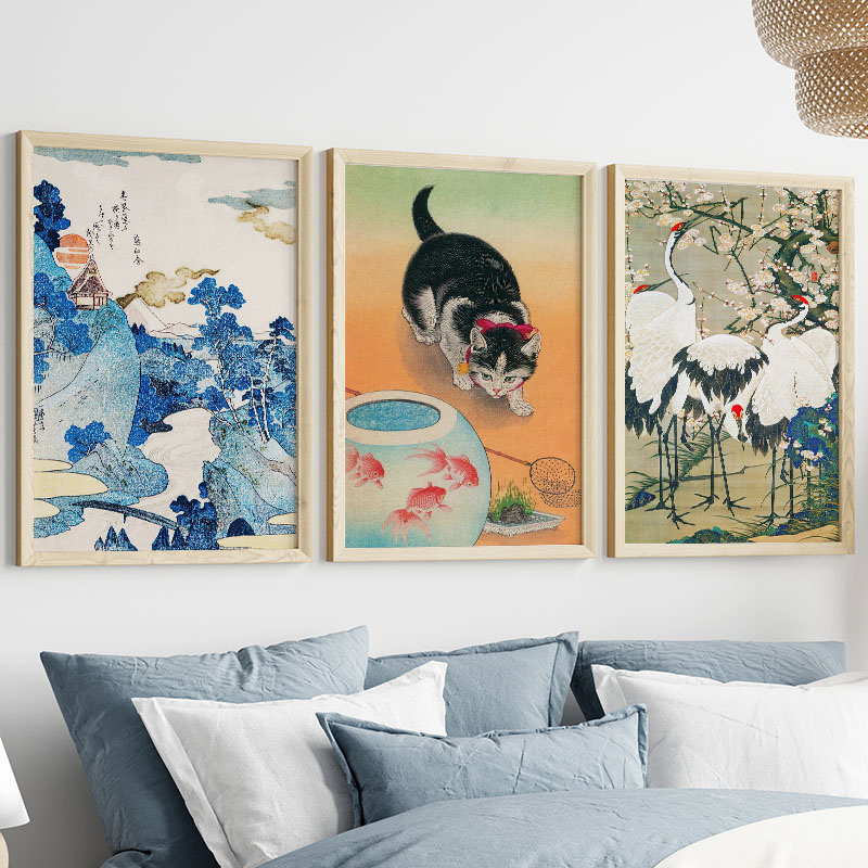 ภาพพิมพ์บนผ้าใบของคาตสึชิกะ โฮ - Home Decor Japanese บทวิจารณ์และราคา