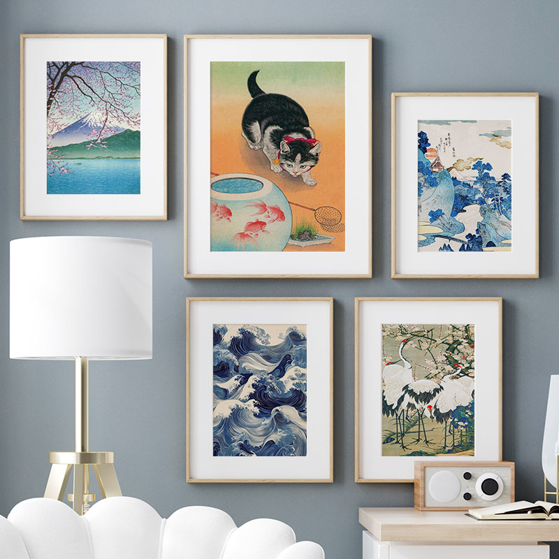 ภาพพิมพ์บนผ้าใบของคาตสึชิกะ โฮ - Home Decor Japanese บทวิจารณ์และราคา