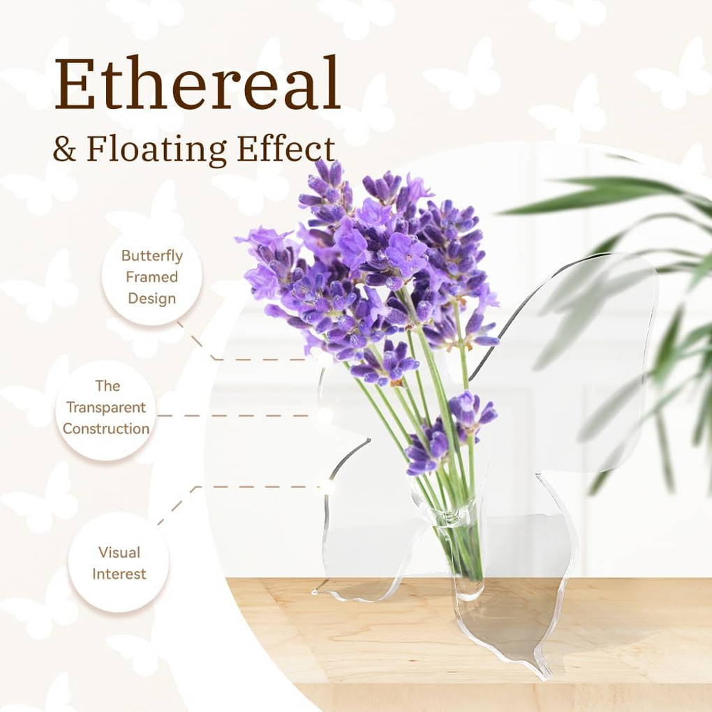 โปร่งใสผีเสื้ออะคริลิคแจกันดอก - Home Decor Vase บทวิจารณ์และราคา