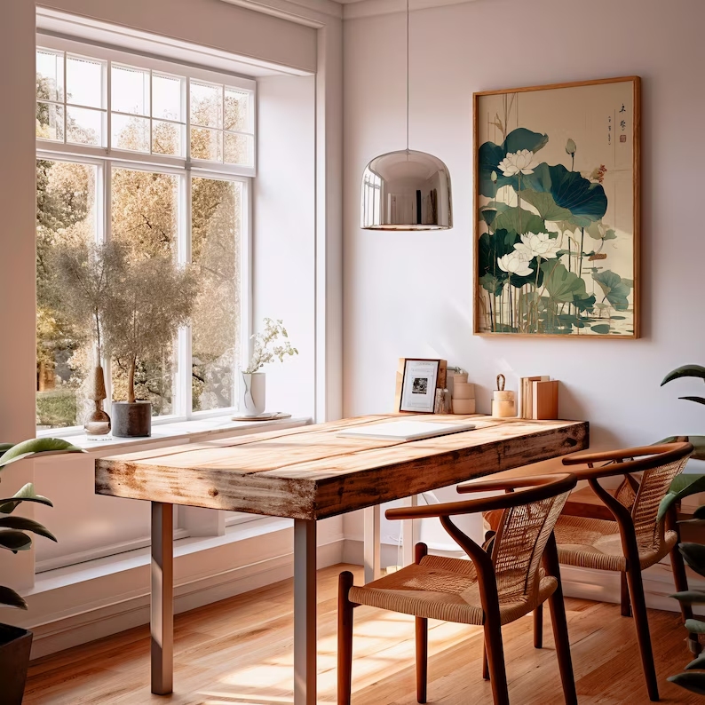เรโทรญี่ปุ่นดอกบัวศิลปะบนกำแพง - Home Decor Japanese บทวิจารณ์และราคา