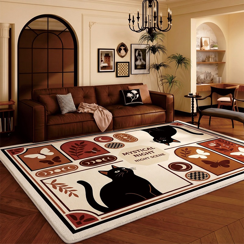 พรมลายตารางหมากรุกสีดำลายแมวสำ - Home Decor Ig บทวิจารณ์และราคา