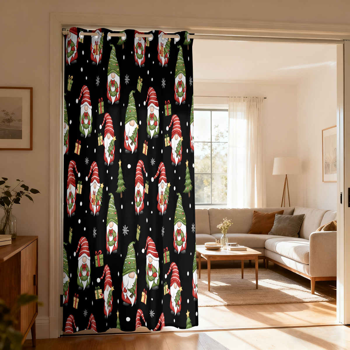ผ้าม่านลายคริสต์มาสคนแคระต้นคร - Home Decor Xmas Gifts บทวิจารณ์และราคา